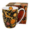 [R6656] - Porcelain Mug 'William Morris Collection' Black Orange (Cray Floral) - 10x8cm (380ml)