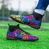 Men's High Top Football Boots Rubber Soft Sole Short Spikes Artificial Turf Leather Youth Children's Football Boots