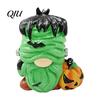 Halloween Themed Garden Art Gnome Figurine, Small Resin Pumpkin Statue, Wizard Witch Dark Style Statue Ornament for Home, Garden, Tiered Tray,