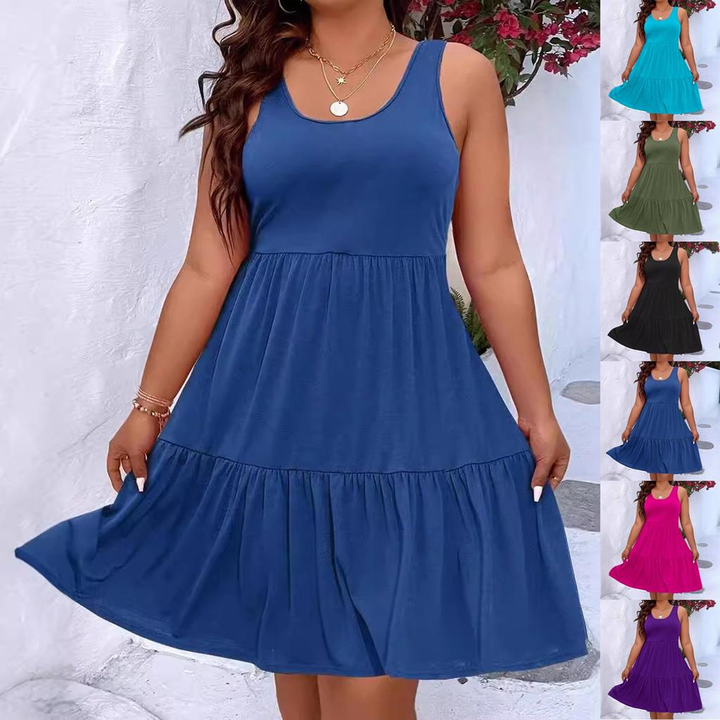 Women's Summer Casual   A Line Dress Tiered Sleeveless Sundresses Beach Vacation Outfits