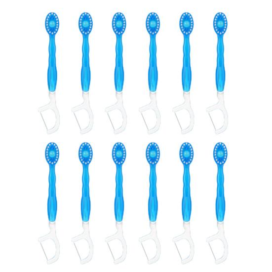 12Pcs Disposable Toothbrush with Toothpaste Floss Pick Tongue Scraper Portable Travel Adults