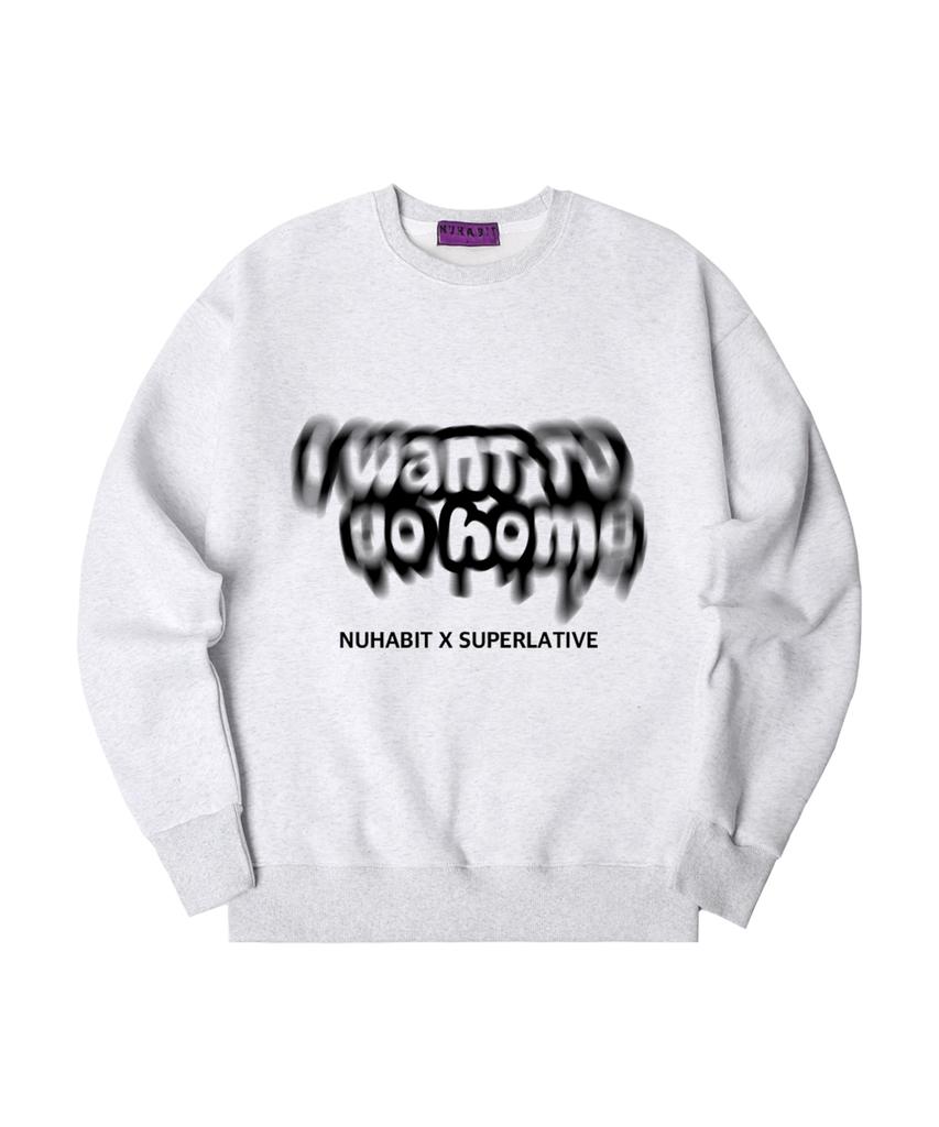 NUHABIT N/H Я Хочу Домой Свободная Толстовка на Флисе_Меланж Белый (Gom4-4Nh036)