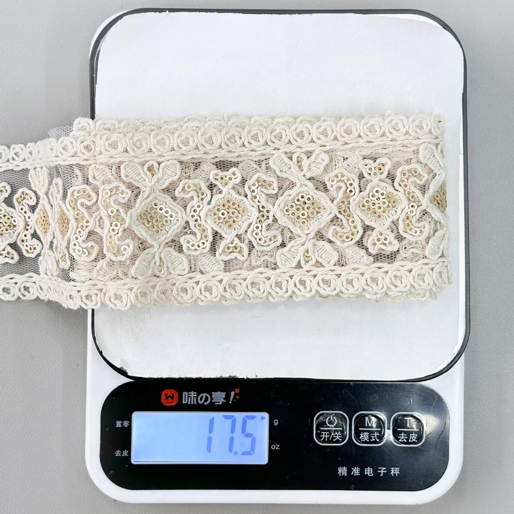 6.5Cm Hollow Sequins Embroidered Webbing Diy Clothing Accessories, Hats And Cuffs, Decorative Ethnic Lace