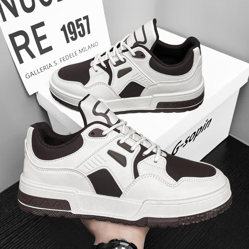 Осенняя мужская обувь Дышащие маленькие белые туфли Мужские трендовые туфли на толстой подошве с низким верхом Спортивная повседневная обувь для скейтборда