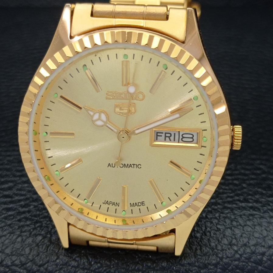 ВОССТАНОВЛЕННЫЕ ВИНТАЖНЫЕ SEIKO 5 AUTO 6309A ЯПОНИЯ МУЖСКИЕ ЗОЛОТЫЕ ЧАСЫ С ЦИФЕРБЛАТОМ a425919-2