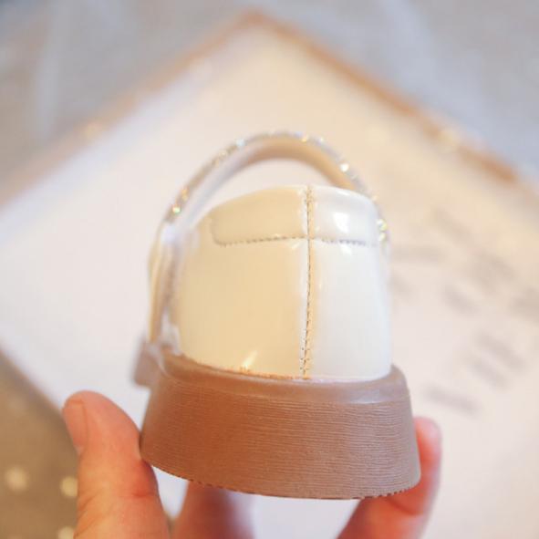 Туфли для девочек однотонные, кожаные, со стразами, простые, повседневные, для выступлений, туфли принцессы