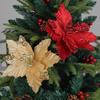 Christmas Artificial Flower Fake Ornaments Long-lasting Christmas Tree Shiny Flower for Home Festive Decoration