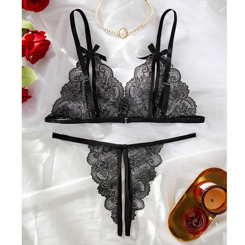 Erotic underwear pure desire sexy lace perspective babes thin two-piece set for women