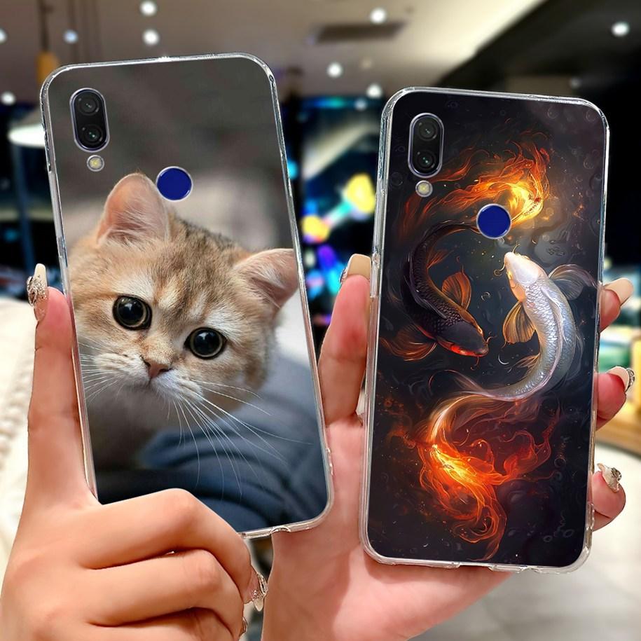 Для чехла Xiaomi Redmi 7 7A Чехол Роскошный Расписной Мягкий Прозрачный Силикон ТПУ Ударопрочный Чехол Для Xiaomi Redmi Note 7 Pro Note7 Coque