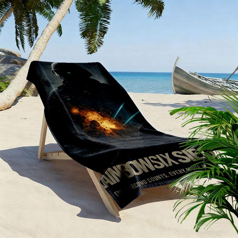 R6S Print Beach Towel, Large Soft Quick Dry Towel for Beach Camping Swimming