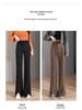 2026 Women's High-Waisted Flowing Black Micro-Flare Wide-Leg Trousers with Slit