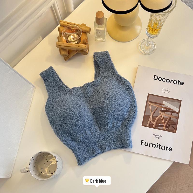 Встроенный жилет-комбинезон из плюша ягненка с нагрудными подушечками — теплый слой без бюстгальтера для осени и зимы