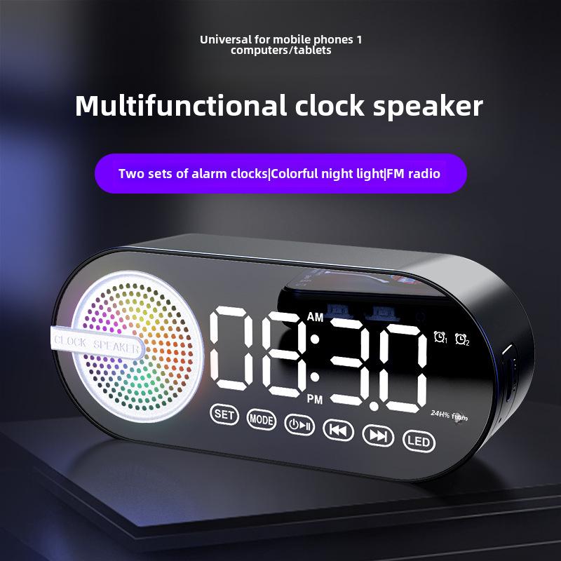 Портативный светящийся Bluetooth-динамик и будильник с перезаряжаемой батареей для спальни/студенчества
