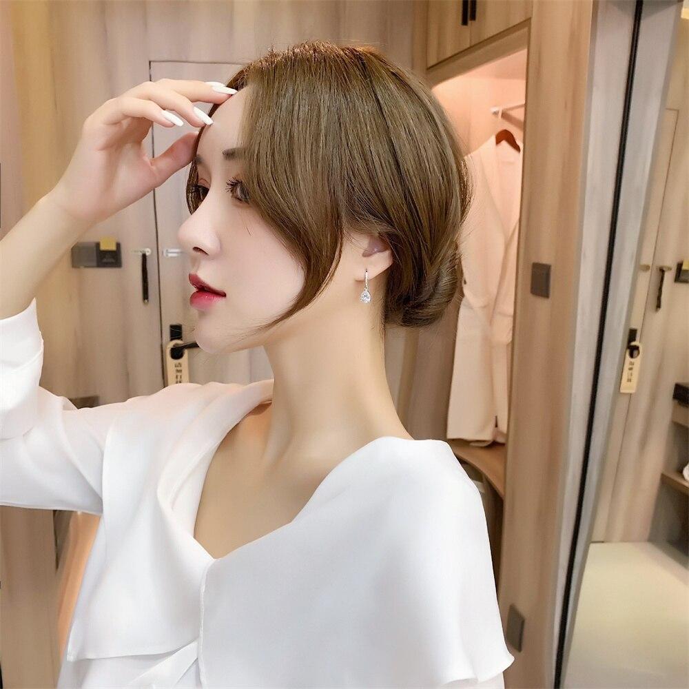 New Women Earring Pendant 925 Silver Fashion Simplicity Luxury Micro -Inlaid Zircon A Pair Piercing Hoops Earrings Jewelry Gift