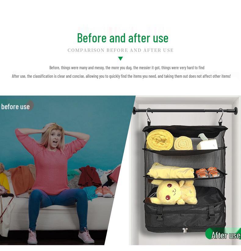 Многофункциональный складной дорожный органайзер для одежды большой вместимости с подвесом