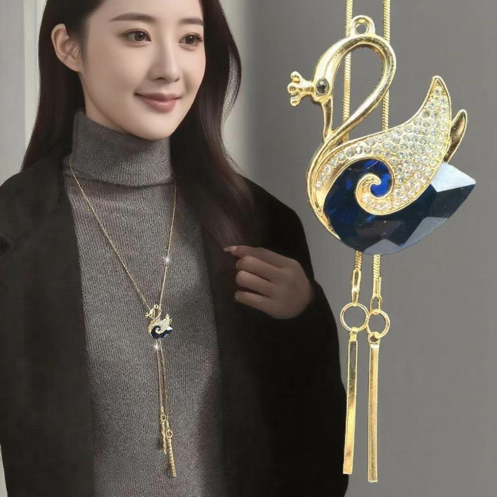 Элегантное ожерелье-цепочка с кисточкой для женщин - Универсальный, высококлассный европейский и американский дизайн для осенне-зимней моды