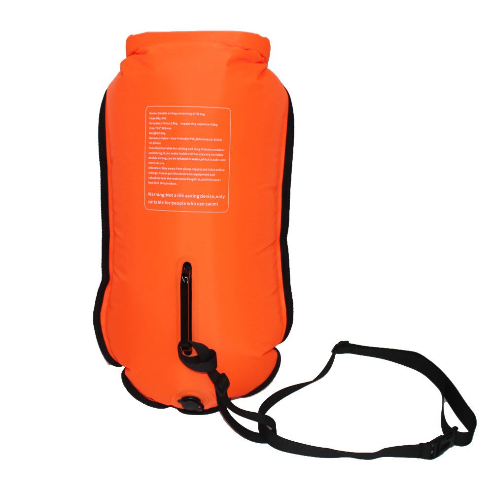 20L Waterproof Inflatable Swimming Dry Bag With Phone Pouch Open Buoy Tow Float Double Air Bags With Waist Belt Water Sport