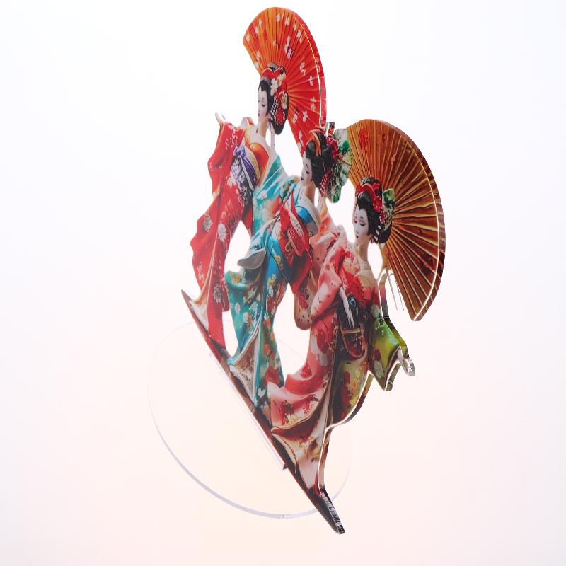 Japanese Geisha Statue Acrylic Lightweight Tabletop Ornament Creative Traditional Decor for Office Home Workspace Accent