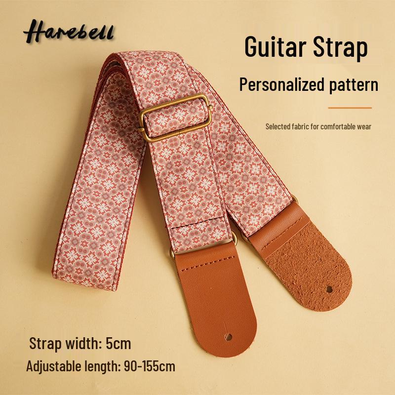 Регулируемый ремень для акустической гитары серии Am Print - Красный Снег, Кирпичный, Решетка, Темная Звезда, 103-107