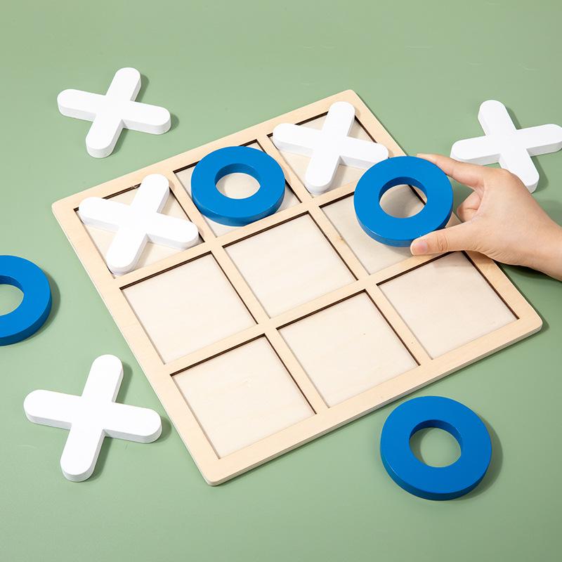 Wooden XO Tic-Tac-Toe Puzzle: Children's Early Education & Thinking Exercise Game for Kindergarten