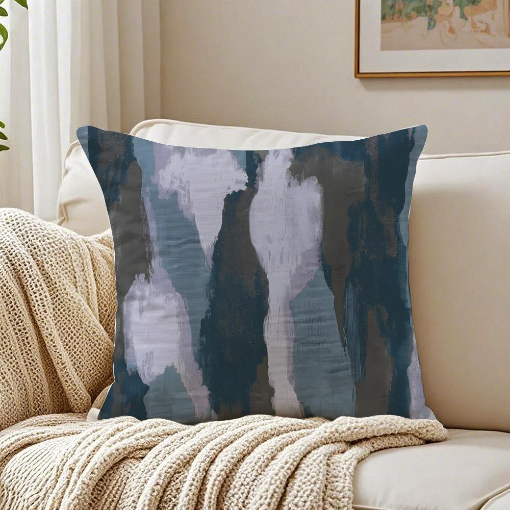 Blue Modern Gradient Design Pillow Case Double-Sided Plush Sofa Cushion Covers Organic Breathable Invisible Zipper