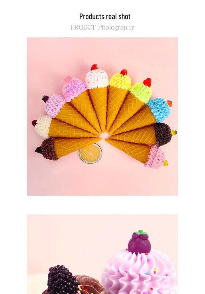 Wavy Ice Cream Cone Model - Fake Dessert Shop Decoration Prop, DIY Handmade Toy.