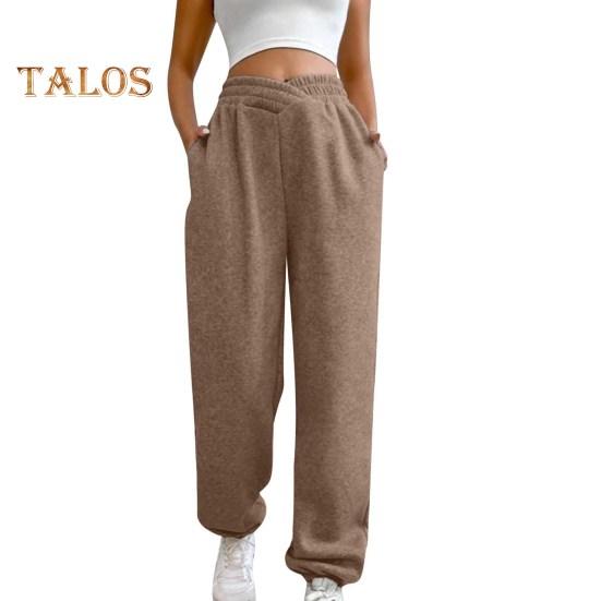 Женские спортивные штаны с высокой талией, свободные спортивные штаны с карманами, кроссоверы, спортивные штаны, удобные брюки для тренировок