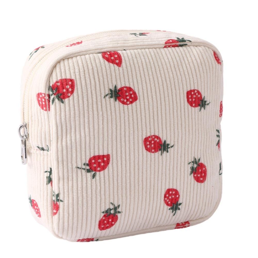 Cute Large Capacity Corduroy Travel Storage Bag Durable Cartoon Travel Wash Handbag Dustproof Corduroy Makeup Bag Home
