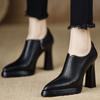 Fashion New Soft Leather Women Pumps Ankle Boots Platform Spring Autumn Pointed Toe High Heel Shoes Black Brown Thick Heeled Single Shoe