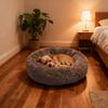 Donut Pet Bed Fluffy Round Cat Bed with Anti-Slip Bottom Cozy Shaggy Plush Dog Calming Bed for Small Dogs Cats Sofa Couch Floor