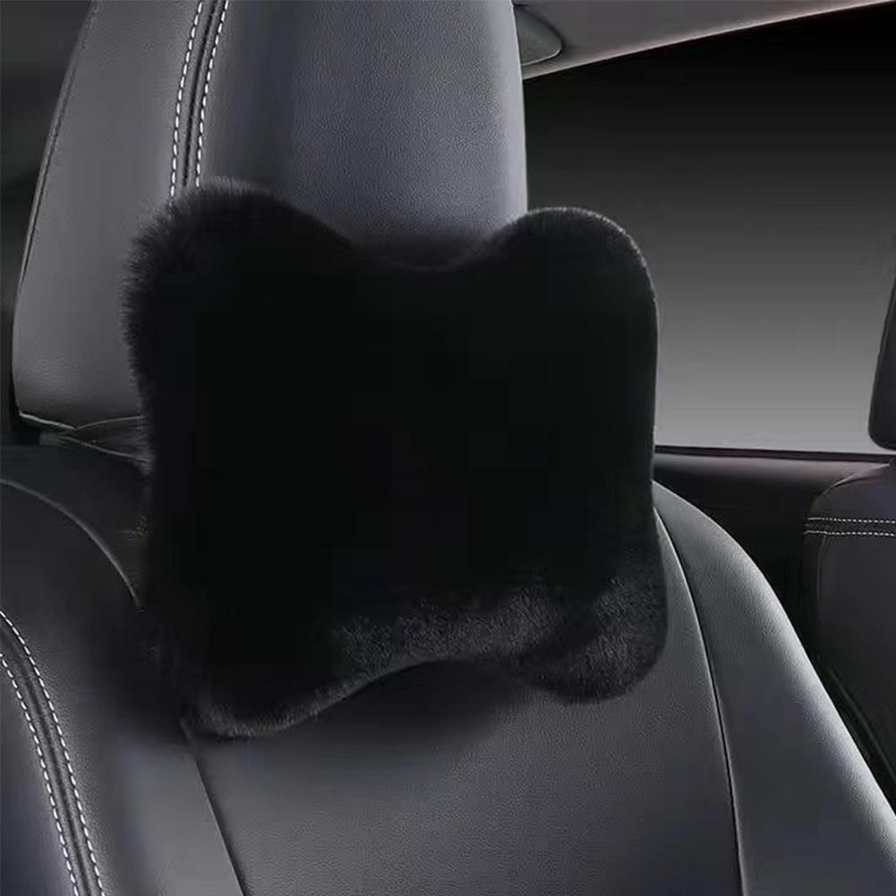 Зимняя подушка-подголовник для автомобильного сиденья, плюшевая подушка-подголовник для автомобиля, плюшевый универсальный поясничный упор Comfo H5X9