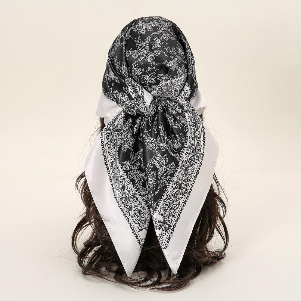 Printed Square Scarf Line Foulard Headband Silk Scarf New Hair Wrap Women