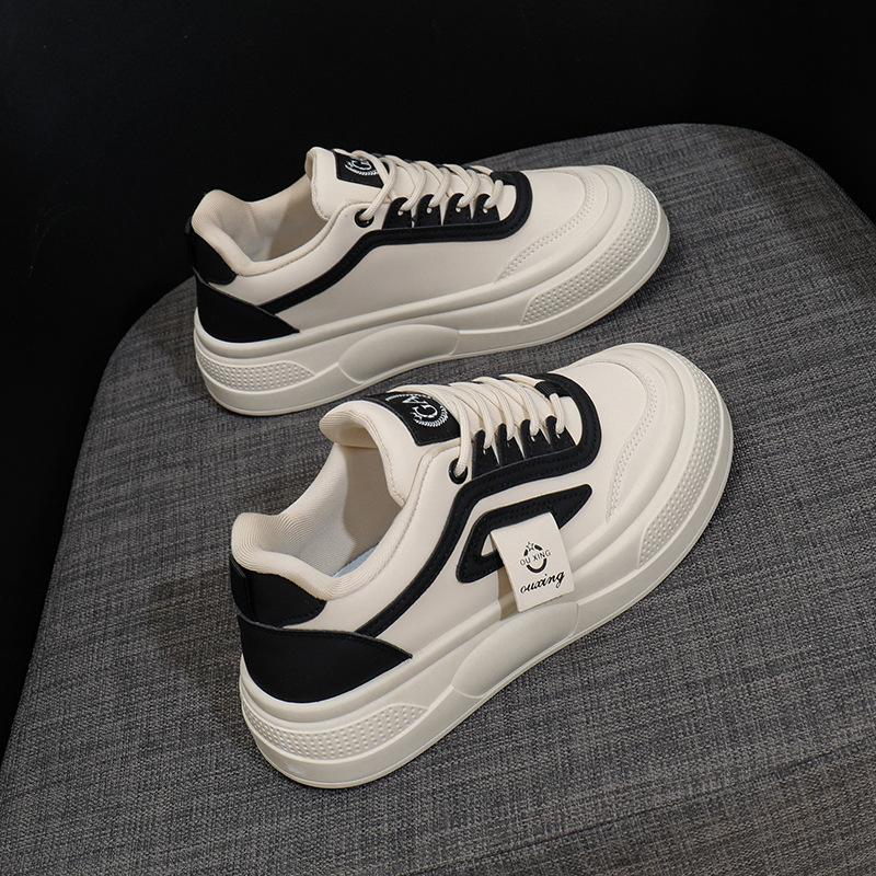 2025 Spring Little White Shoes New Korean Version Ins Female Students Height Increase Platform Sports Board Shoes Casual Shoes Female Q2006