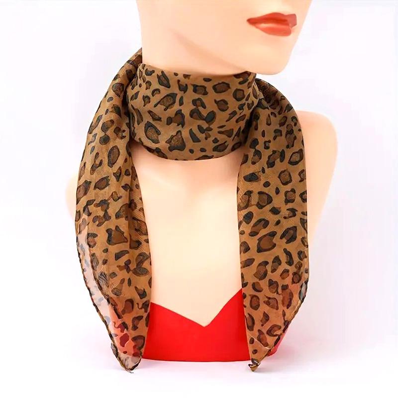 1 шт., декоративная повязка для волос с леопардовым принтом, платок, шифоновый квадратный шарф, защита от солнца, винтажный