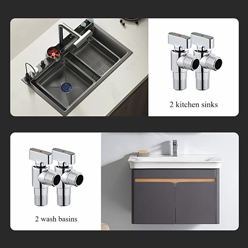 High Flows Angle Valves 1/2in Water Flows Control Valves Water Pipe Switches Hot/Cold Water Shut Off Valves Flows Restrictor