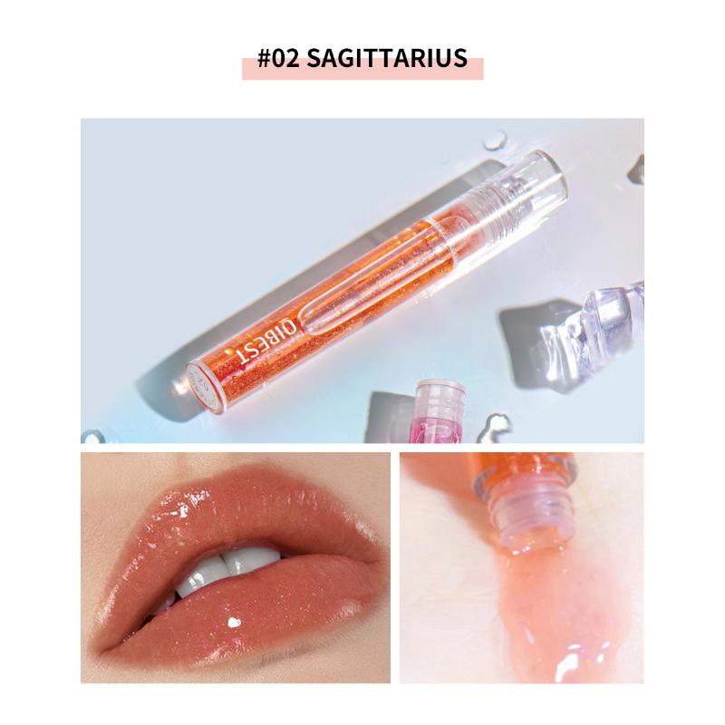 QIBEST Водянистый блеск для губ Зеркальная стеклянная глазурь для губ Увлажняющий питательный водянистый блеск для губ Невыцветающий прозрачный блеск для губ