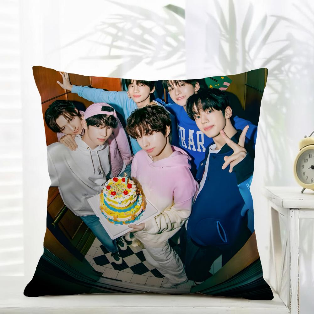 Simple Casual Kpop Idol Fans Gift of TTWS Cushion Cover Daily Washable Linen Pillowcase Soft for Sofa Bed Home Room Decor
