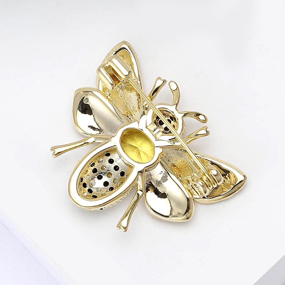 Брошь-булавка в виде пчелы из кристаллов, броши в виде пчелы из страз, золотые тона, ювелирные изделия в подарок на вечеринку
