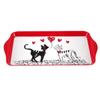 [A2546] - Melamine Cake Tray 'Cats' Black Red White - 30. 5x15cm