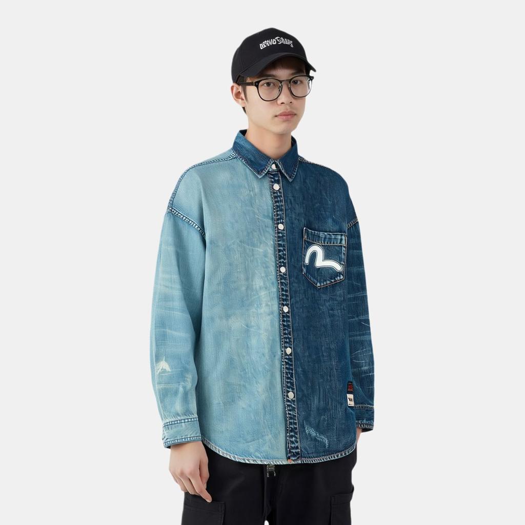 Evisu Рубашка с длинным рукавом свободного кроя Мужские рубашки 2ESHTM3SL245LFCT