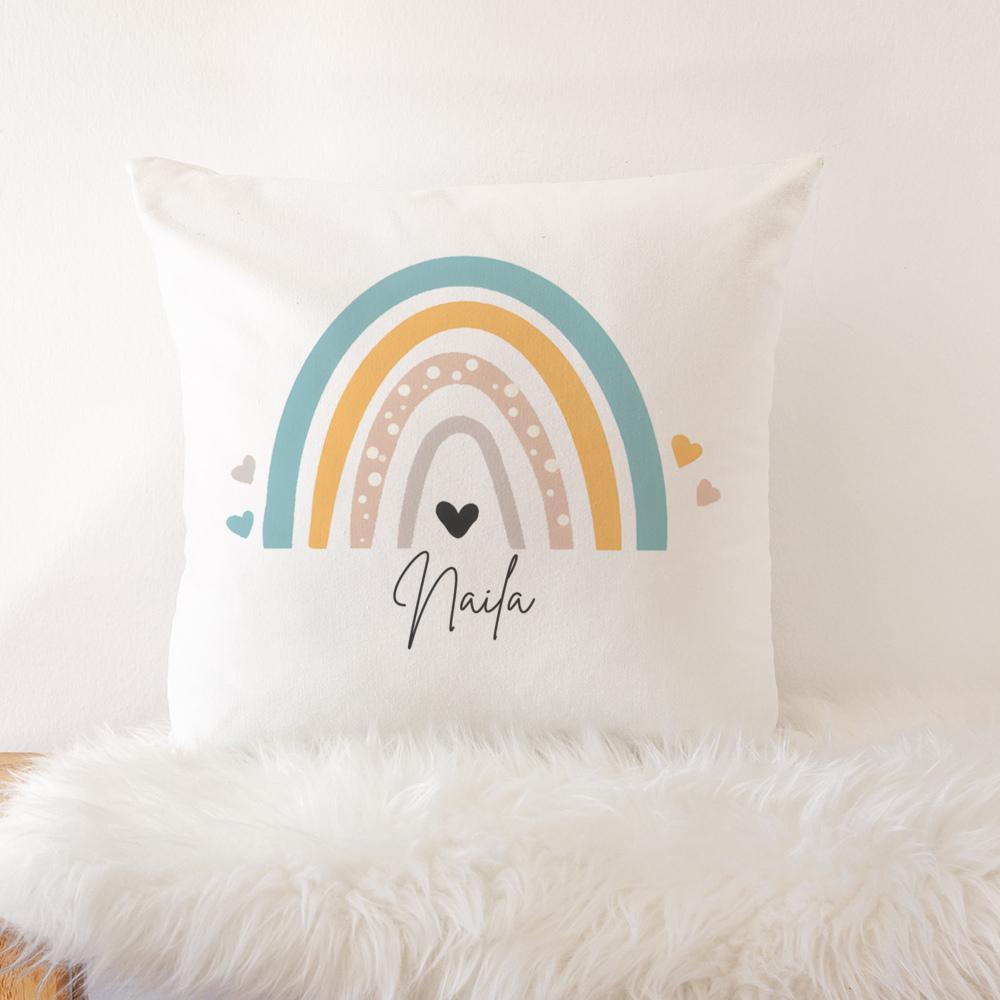 Custom Boho Rainbow Crib Bedding Pillow Cover Personalized Kids Bed Pillow Baby Girl Shower Gifts Rainbow Girls Bedroom Decor