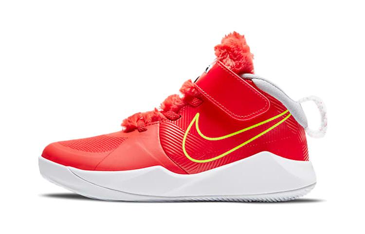 Nike Team Hustle D 9 LI Hook and loop Mid top Children's Basketball Shoes Red Yellow Children Aged 3 7 Years Old CT4063-600