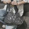 Women's Y2K Vintage Motorcycle Shoulder Bag Fashion Soft PU Chains Multiple Pockets Tote Bags Moto Style Messenger Crossbody Bag