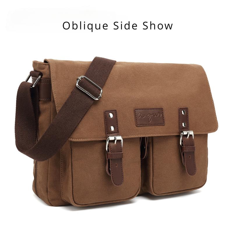 Fashion 16A Washing Canvas Shoulder Bag Retro Casual Messenger Bag Student Rucksack Crossbody Handbags for Men and Female Valentine's Day Gift