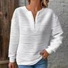 Autumn Winter Fashion Women's Casual Half-Zip Solid Color Sweatshirts Long-Sleeved Textured Tops