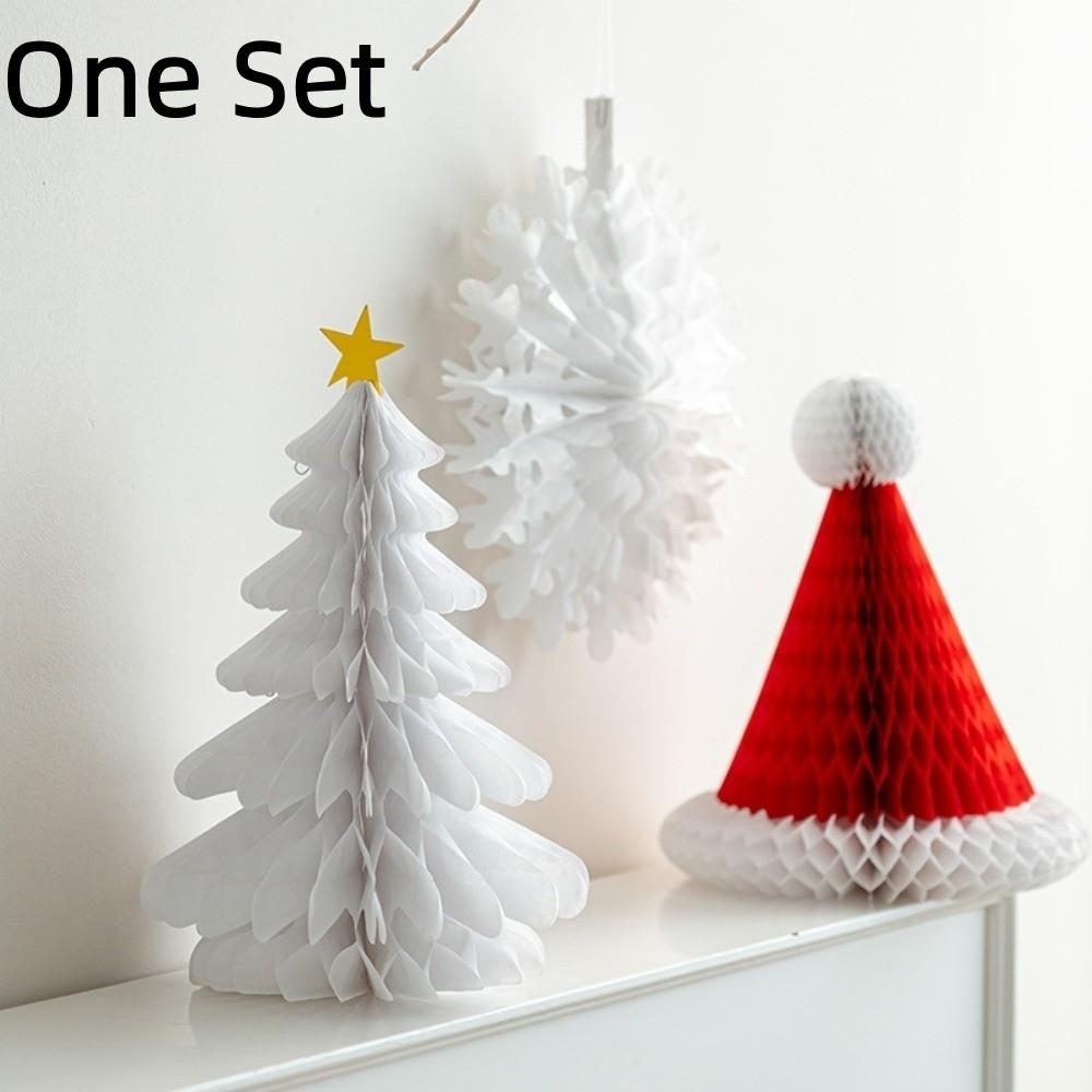 Foldable Paper Christmas Tree 3D Paper Craft Honeycomb Paper Christmas Decor Tabletop Ornament
