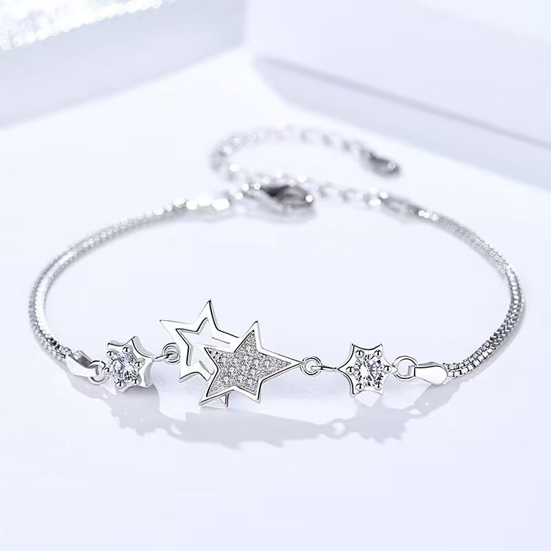 Charms   Copper Bracelets Crystal Star for Women Valentine's Days Cubic Zircon Wedding party gift Jewelry