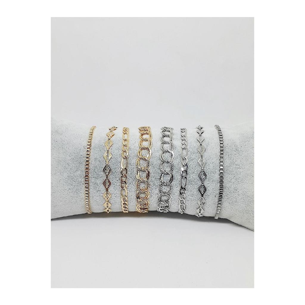 Набор из 10 серебряных браслетов-цепочек