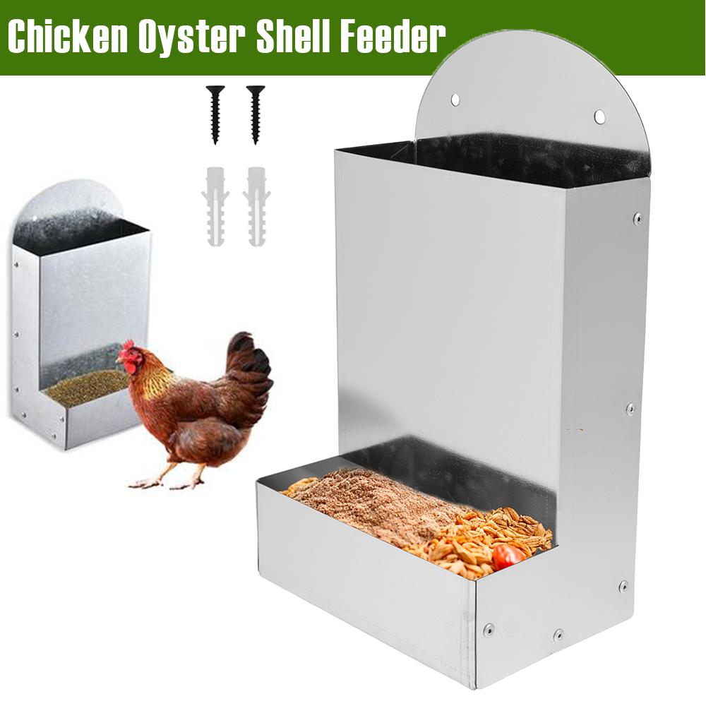 Chicken Oyster Shell Feeder Metal Chicken Grit and Oyster Shell Feeder Hanging Farm Grit Dispenser Poultry Feeding Accessories