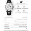 Часы Olevs Watch Chronograph Водонепроницаемые Светящиеся Часы Черный Кожаный Ремень Бизнес Кварцевые Наручные Часы Аналоговые Римские Цифры Легко читаемые Часы для Мужчин Дата